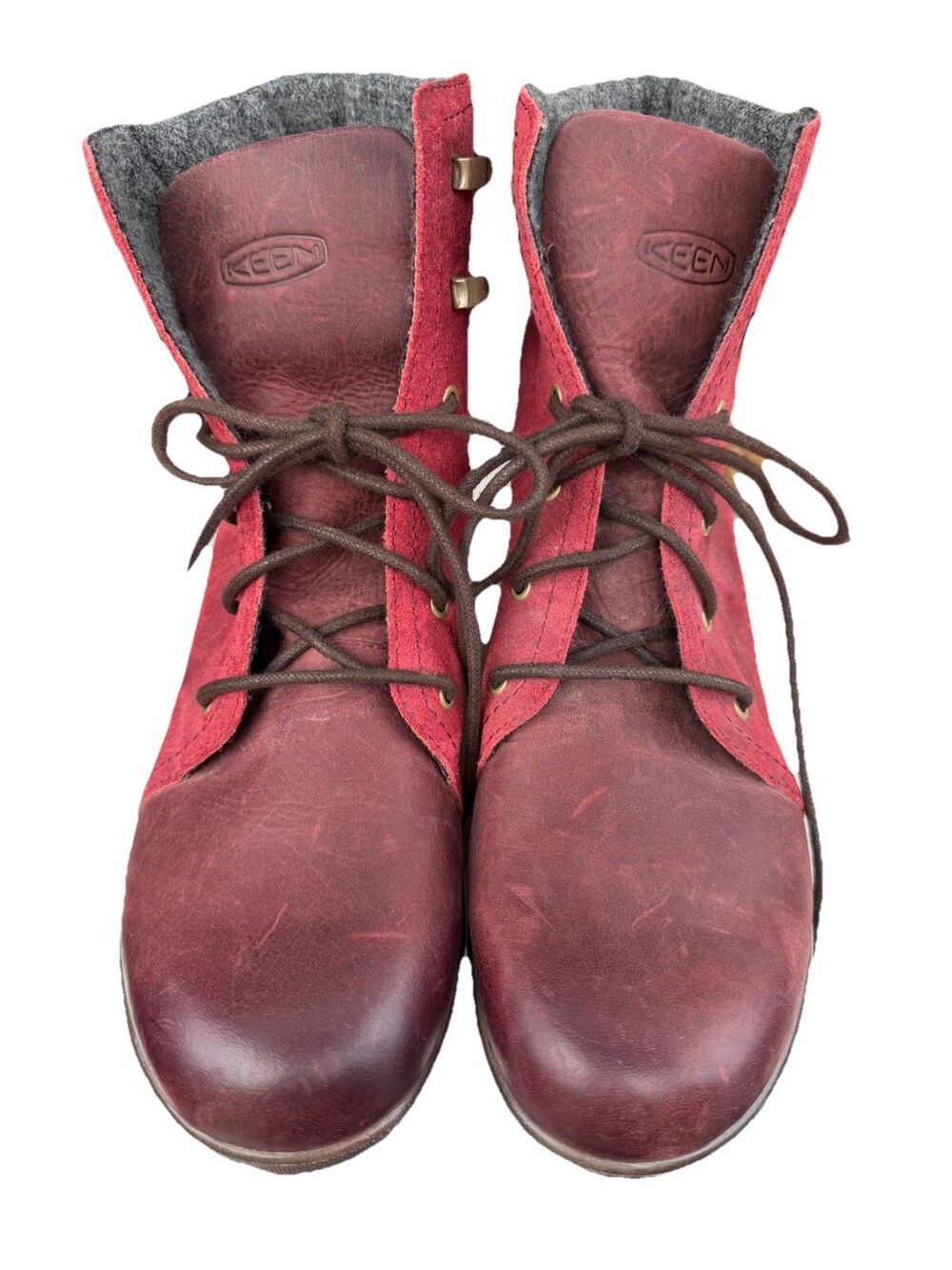 Keen Wedge Lace Up Booties Leather Ankle Boots Shoes Womens Size 7
